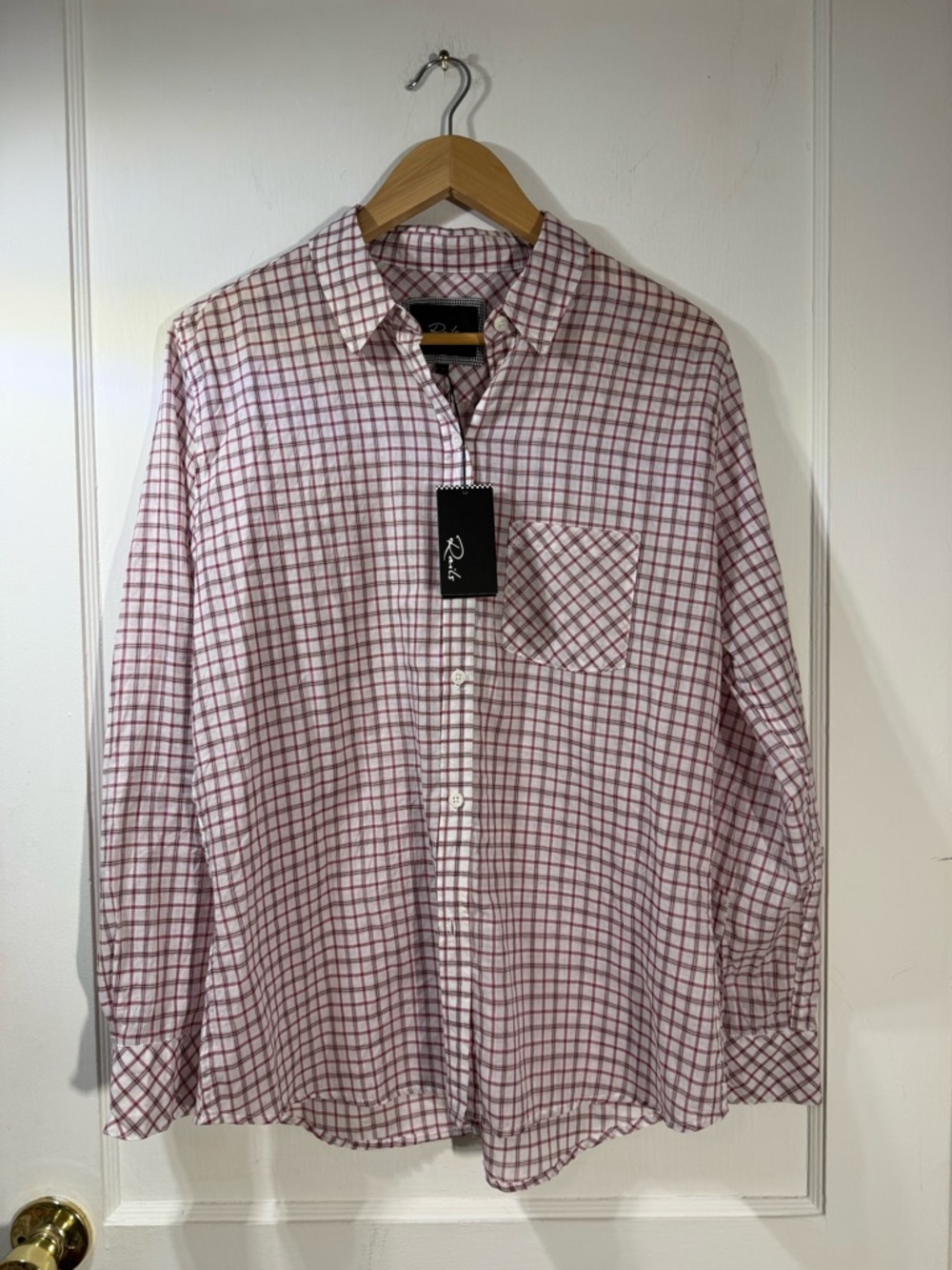 NWT Rails woman’s Pink and White Checkered Shirt